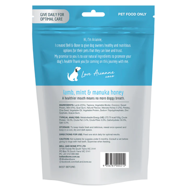 BELL & BONE Dental Sticks - Lamb, Mint & Manuka Honey