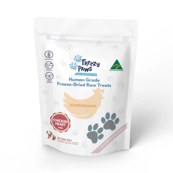 FREEZY PAWS Freeze Dried Chicken Heart Raw Treats 100g