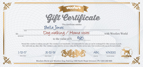 Woofers Gift Certificate - Dog Walking/Home Visits