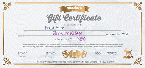 Woofers Gift Certificate - Dog Training