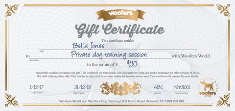 Woofers Gift Certificate - Dog Training