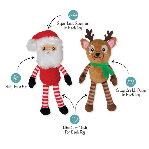 FRINGE STUDIO Friends At Frost Sight Santa & Reindeer Plush