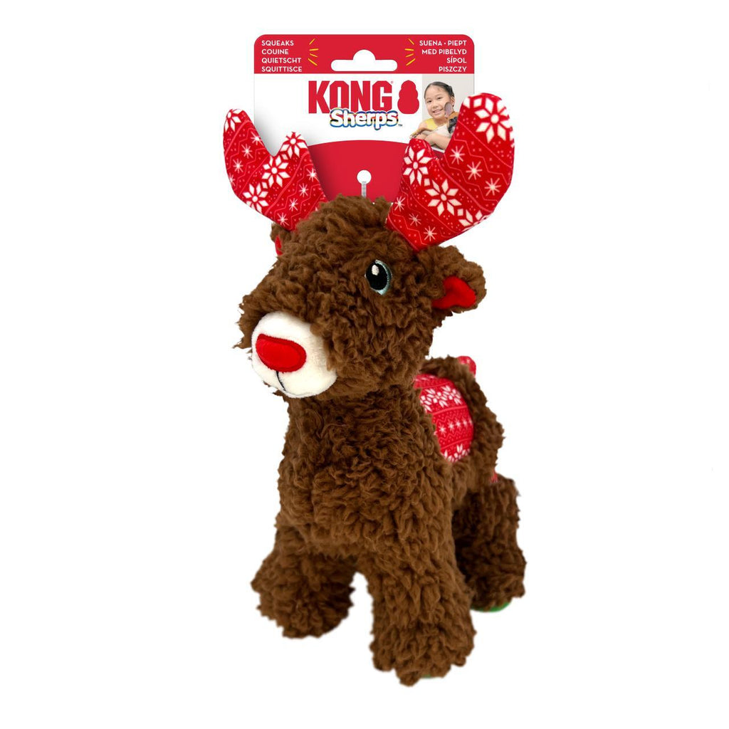 KONG Christmas Sherps Plush Multi-textured Toy Reindeer