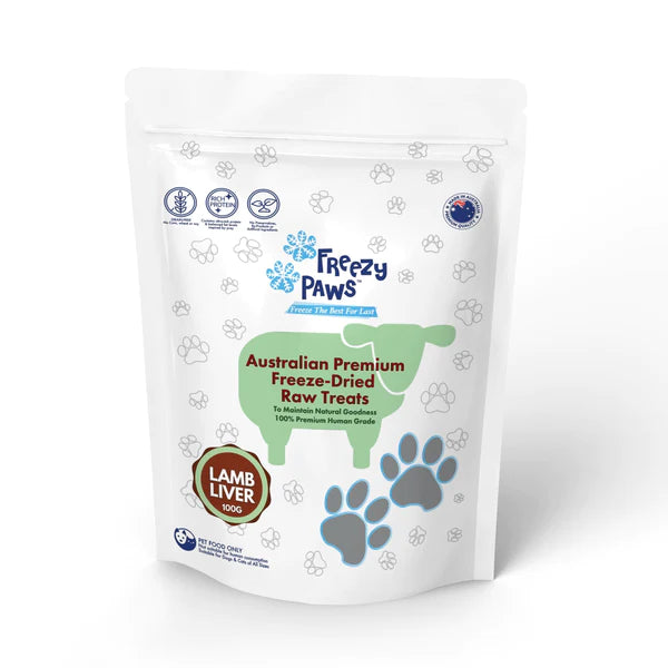 FREEZY PAWS Superpremium Human Grade Freeze-Dried Lamb Liver Raw Treats 100g