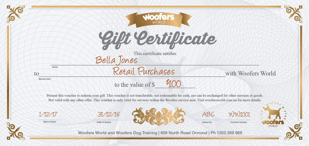 Woofers Gift Certificate - Retail