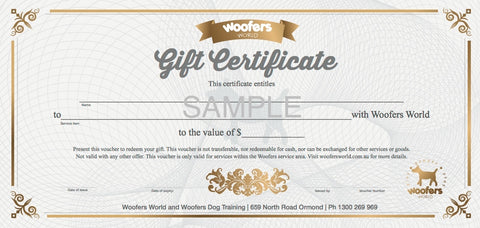 Woofers Gift Certificate - Dog Training