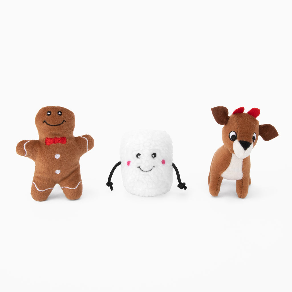 Zippy Paws Miniz 3-Pack (Gingerbread, Marshmellow & Reindeer)